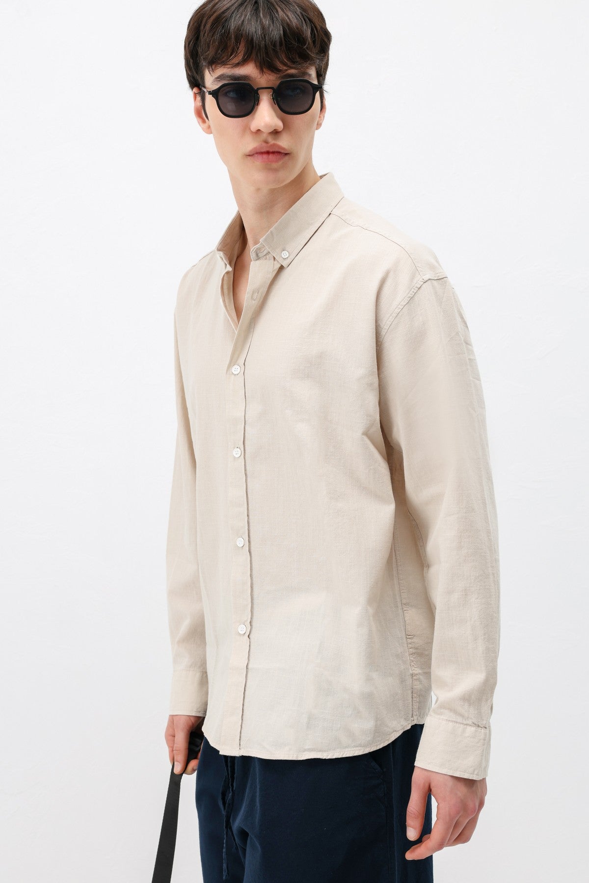 Basic Oversized Cotton-Linen Shirt