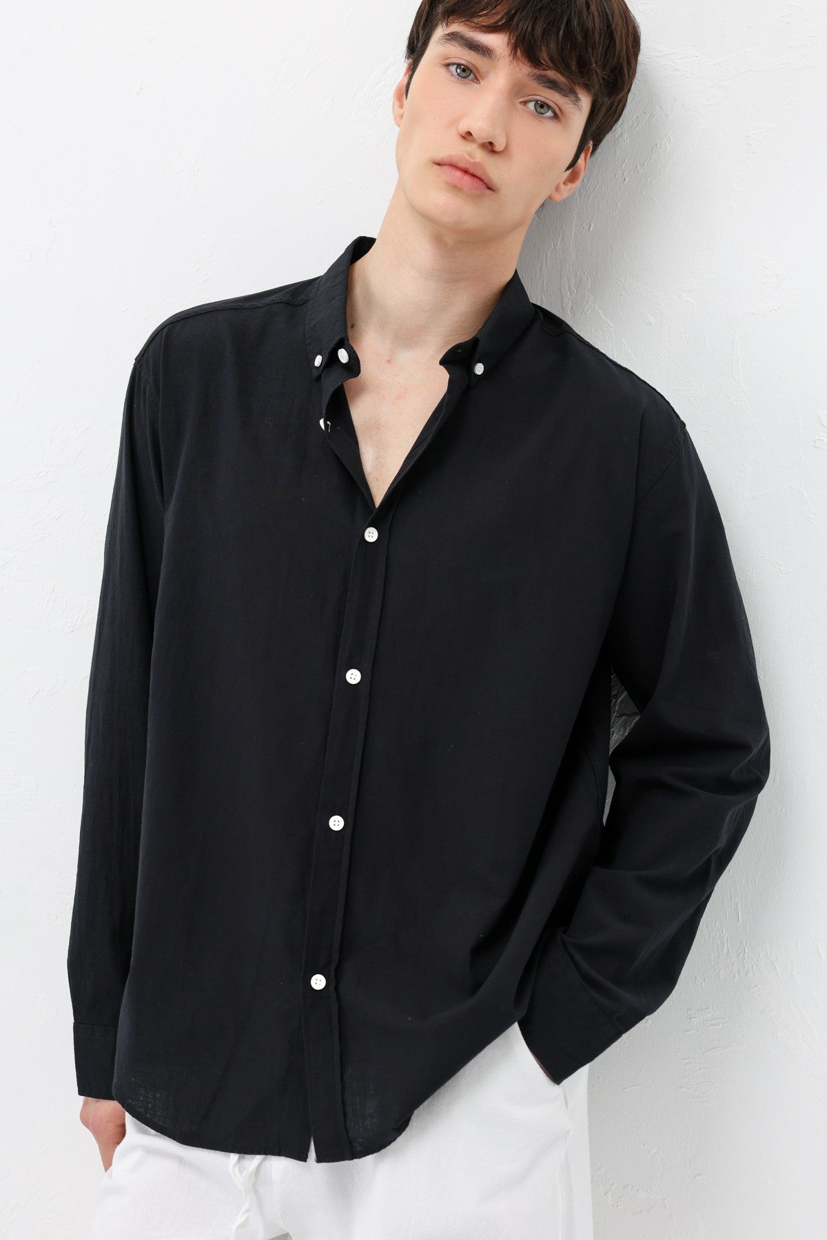 Basic Oversized Cotton-Linen Shirt