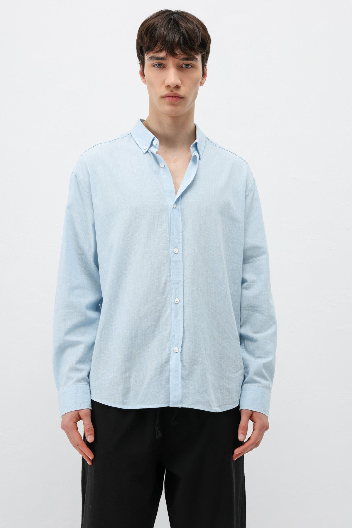 Basic Oversized Cotton-Linen Shirt