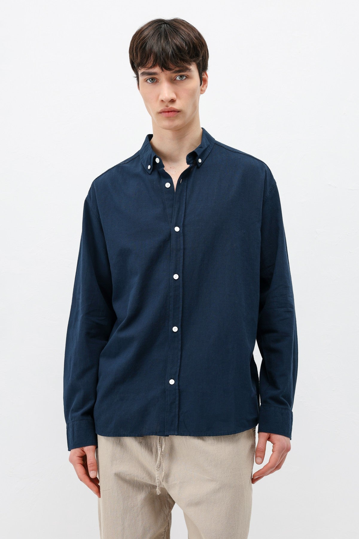 Basic Oversized Cotton-Linen Shirt