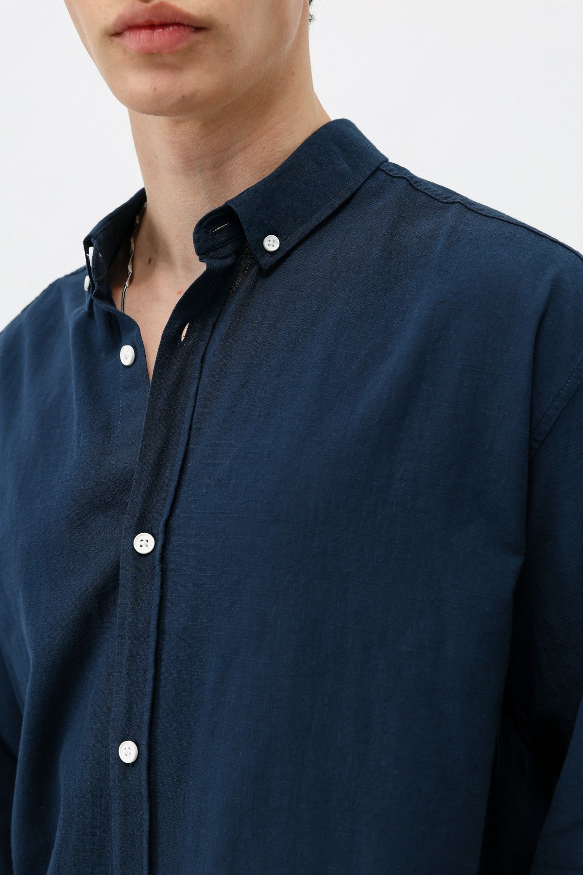 Basic Oversized Cotton-Linen Shirt