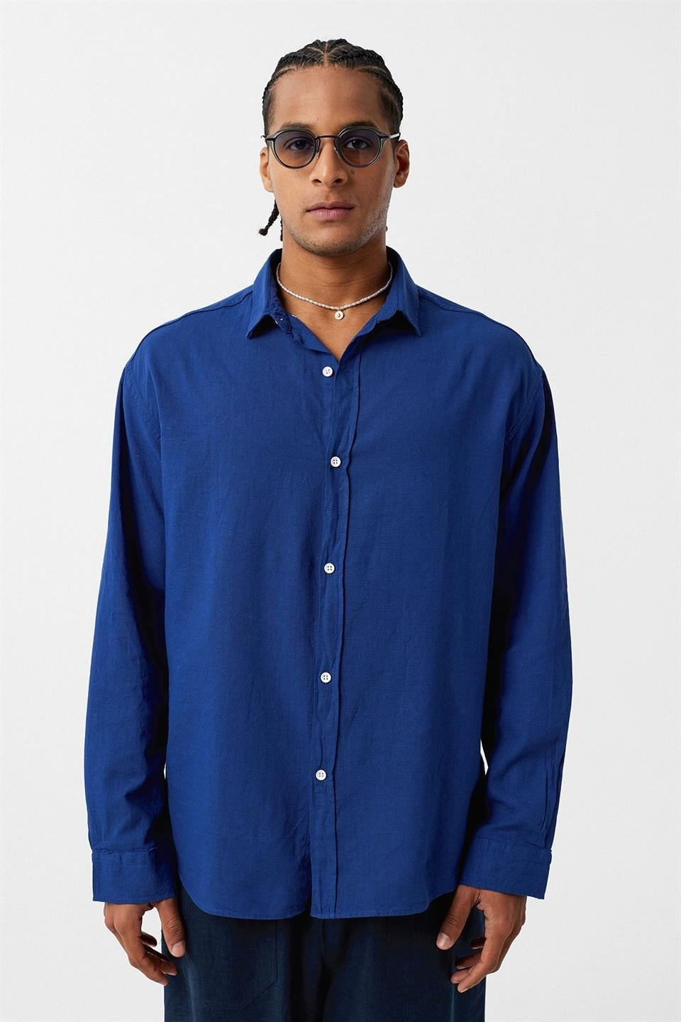 Basic Oversized Cotton-Linen Shirt