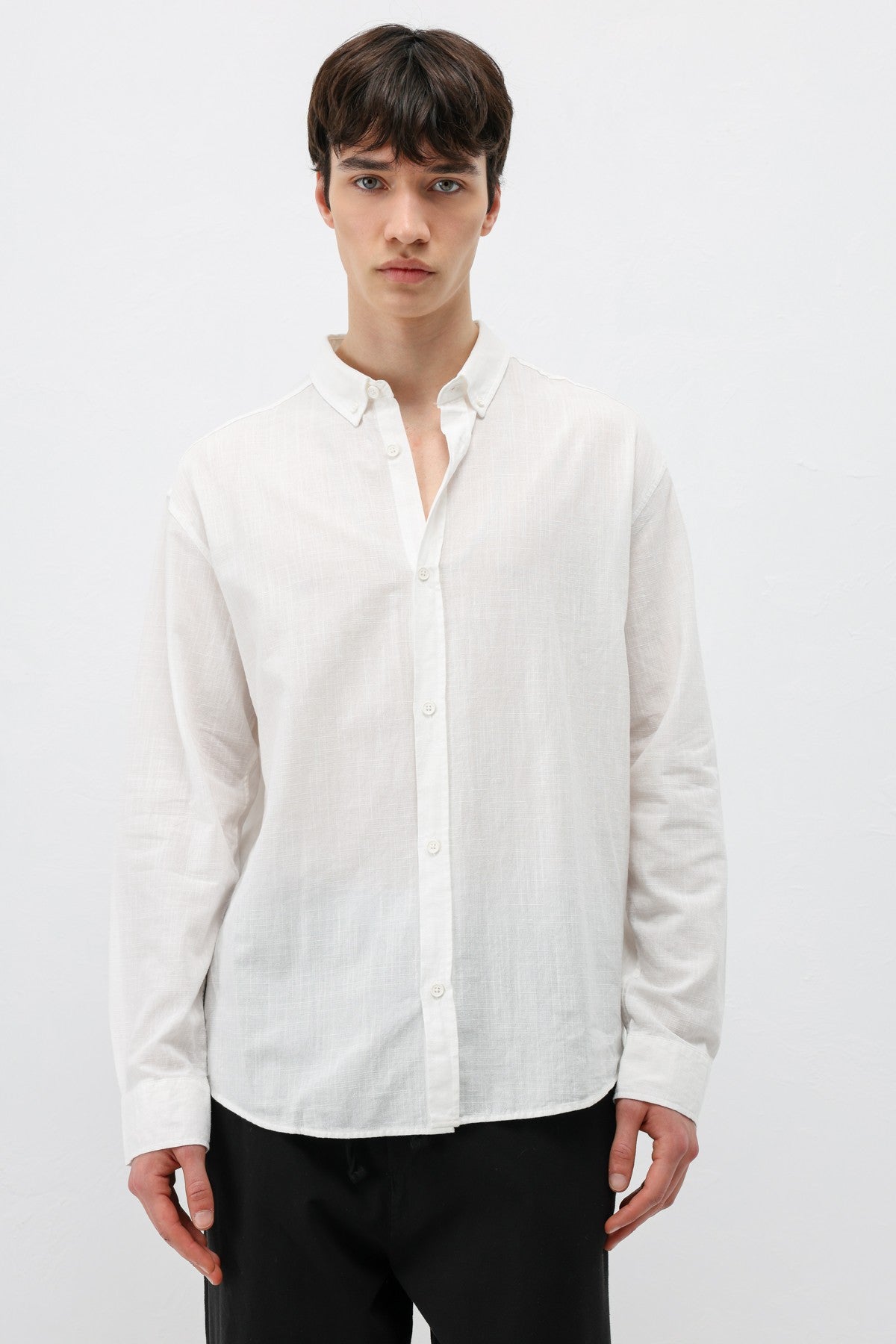 Basic Oversized Cotton-Linen Shirt