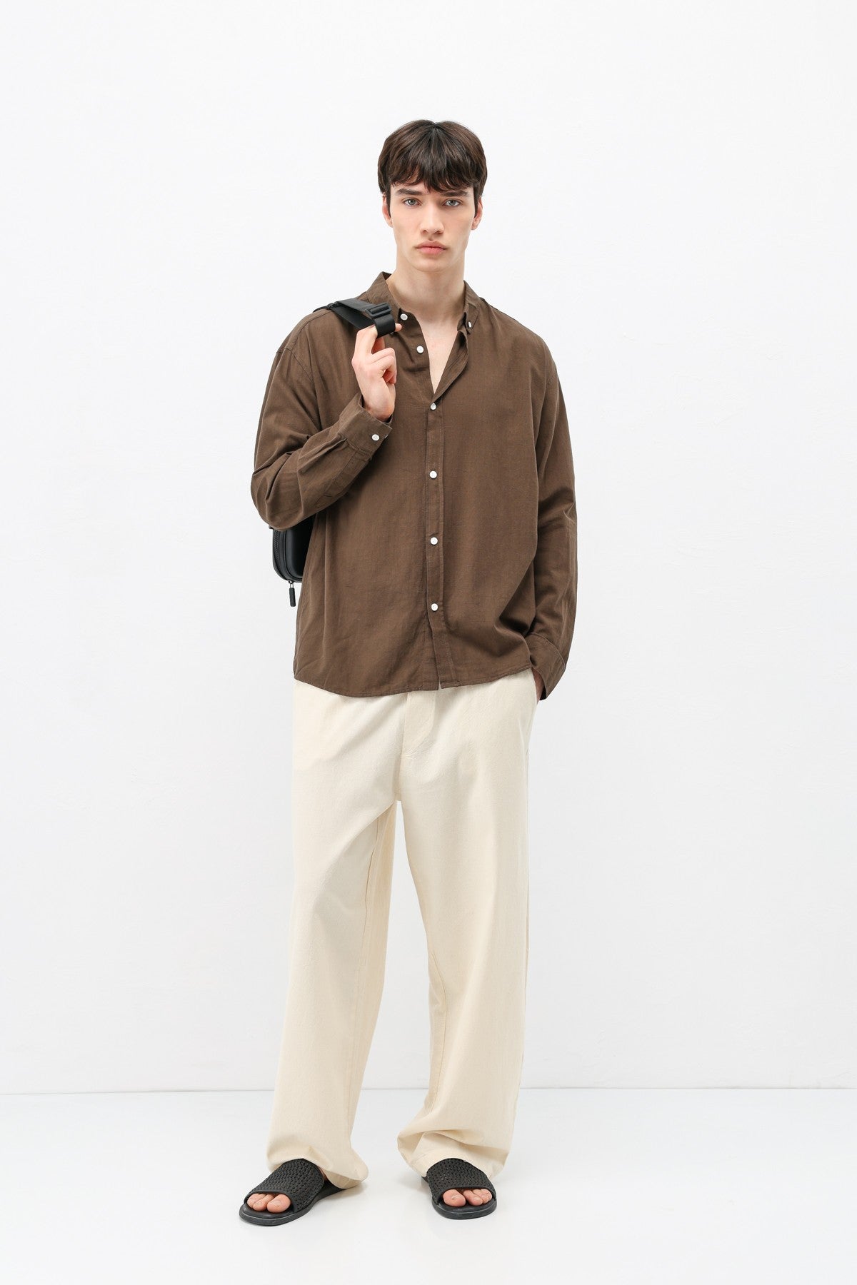 Basic Oversized Cotton-Linen Shirt
