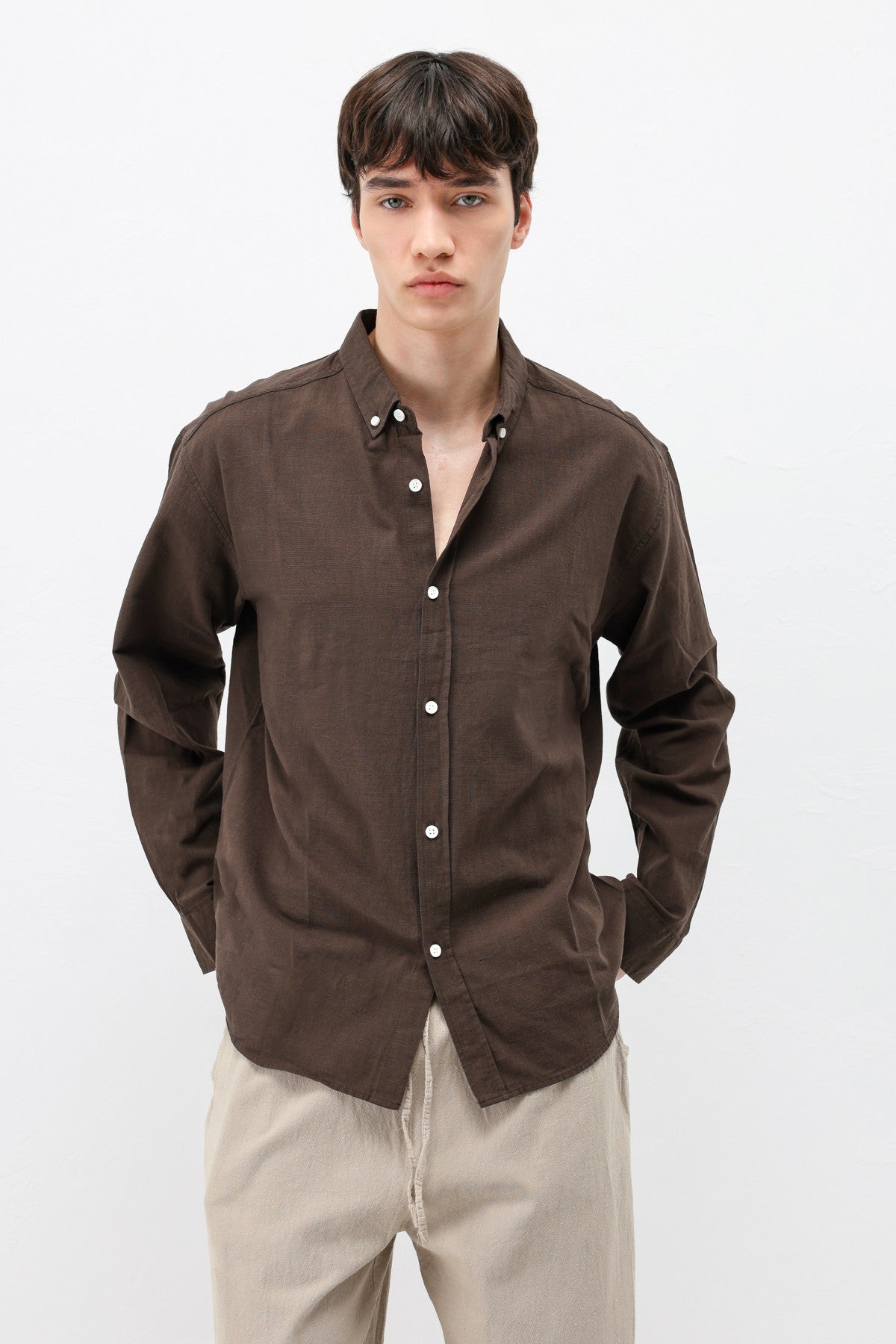 Basic Oversized Cotton-Linen Shirt