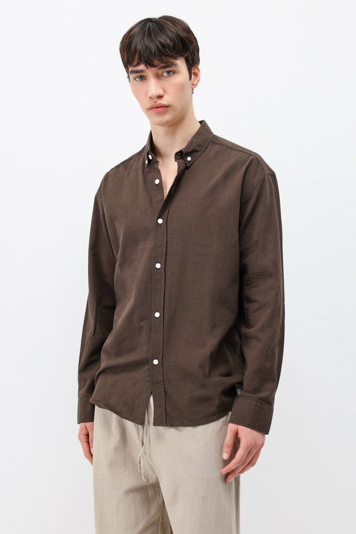 Basic Oversized Cotton-Linen Shirt