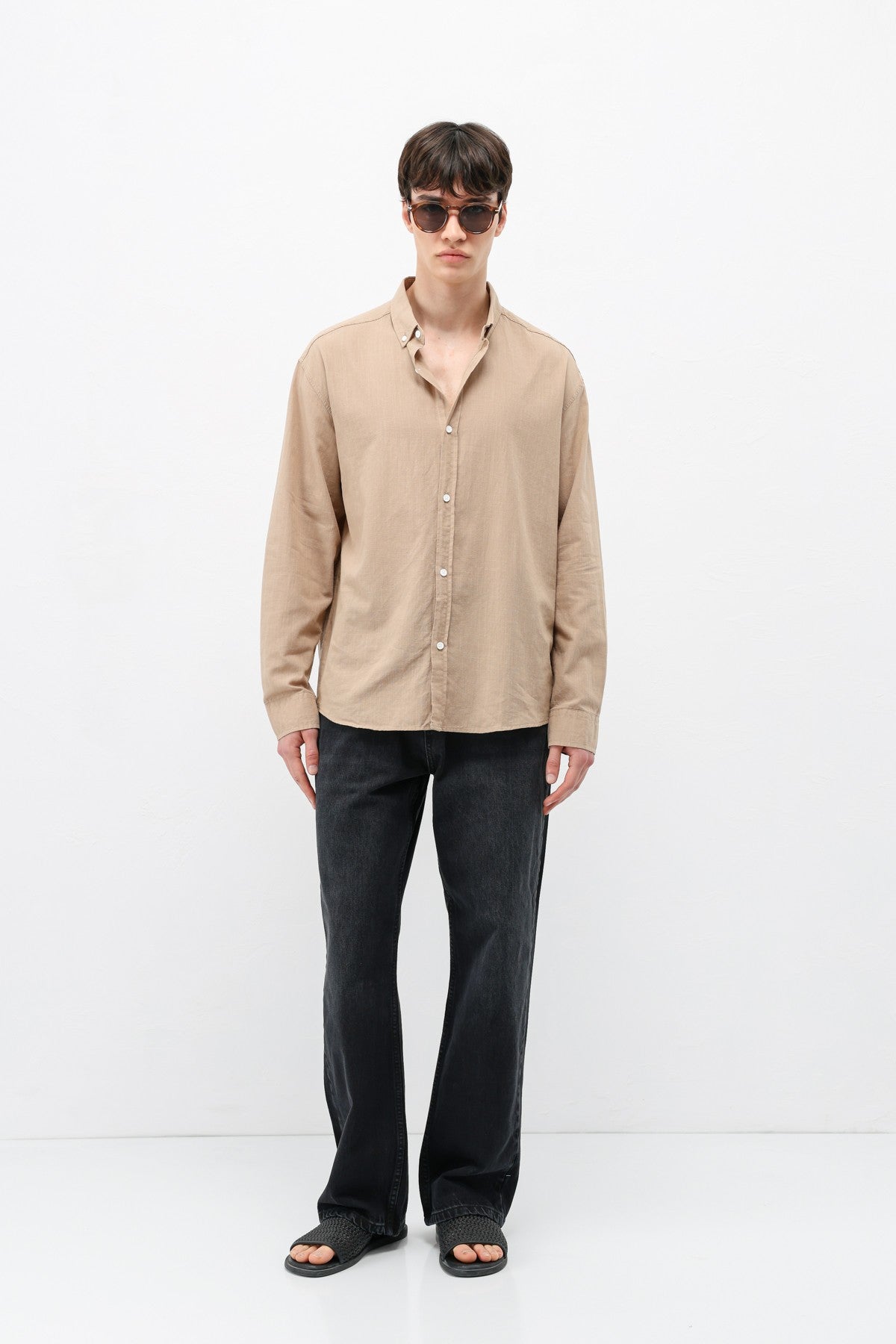 Basic Oversized Cotton-Linen Shirt