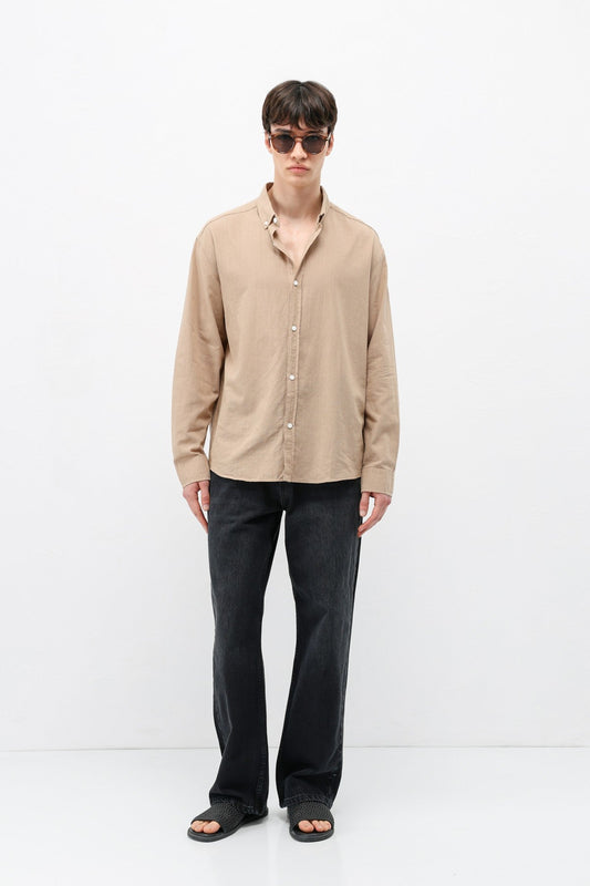 Basic Oversized Cotton-Linen Shirt