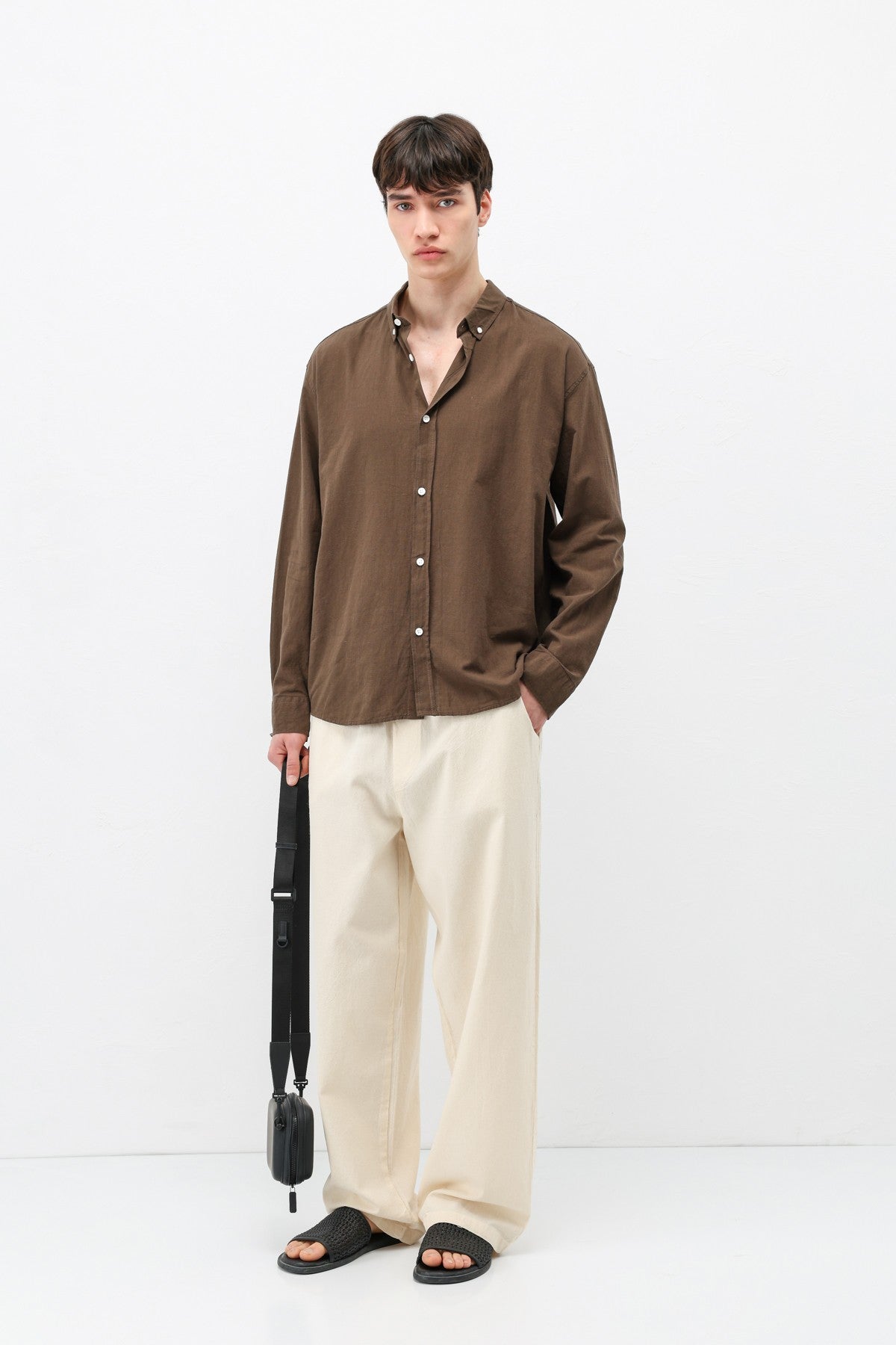 Basic Oversized Cotton-Linen Shirt