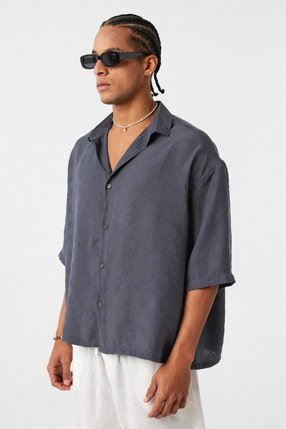 Oversized Short-Sleeve Modal Shirt