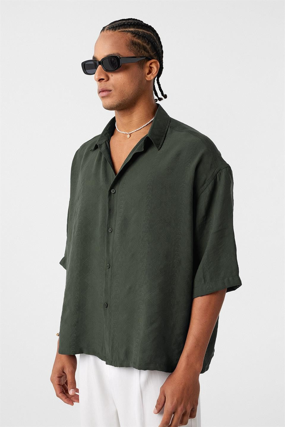 Oversized Short-Sleeve Modal Shirt