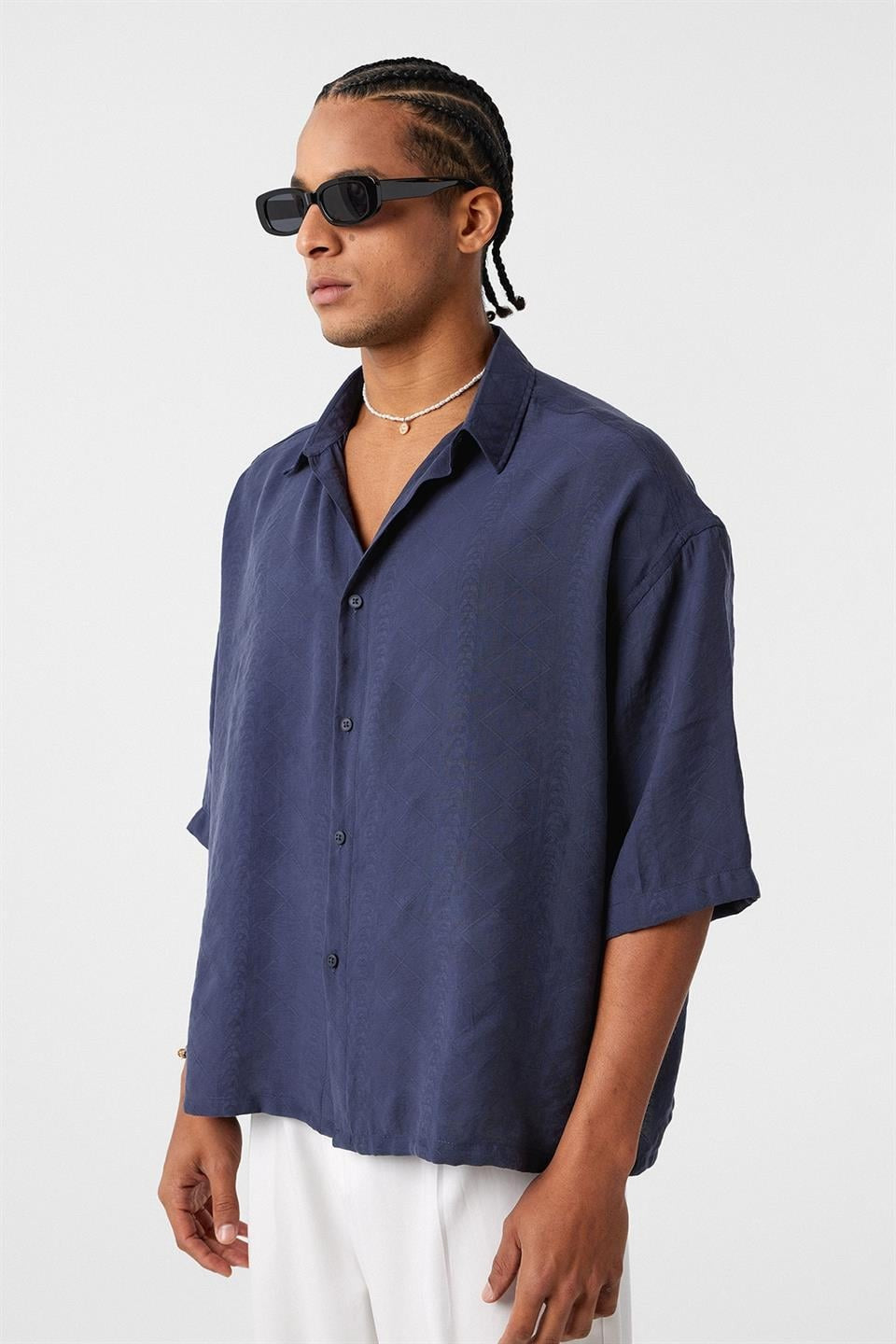 Oversized Short-Sleeve Modal Shirt