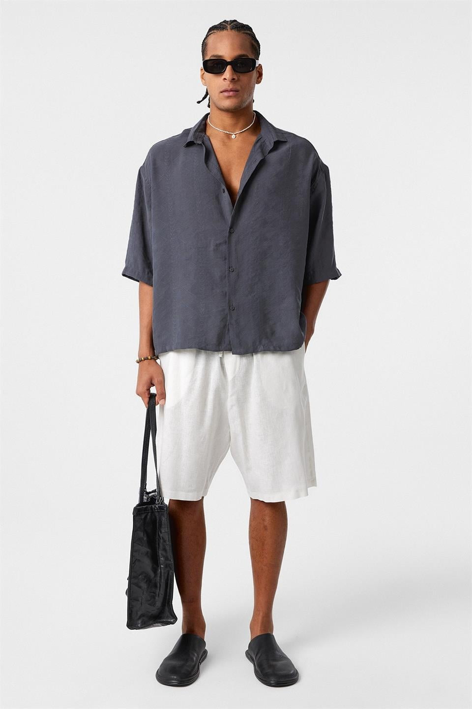 Oversized Short-Sleeve Modal Shirt