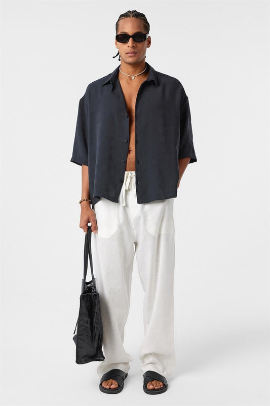 Oversized Short-Sleeve Modal Shirt