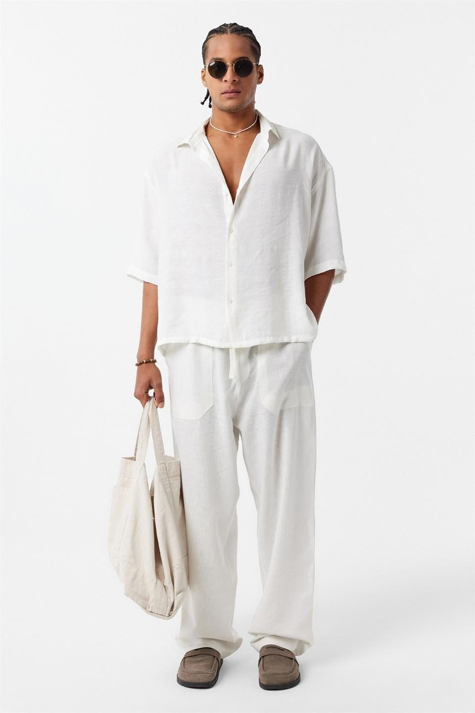 Oversized Short-Sleeve Modal Shirt