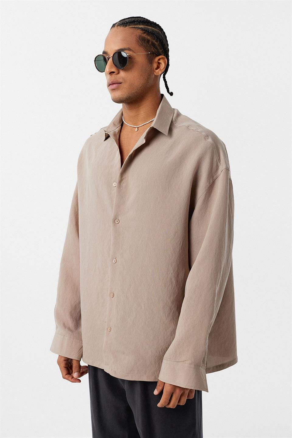 Basic Oversized Long-Sleeve Shirt