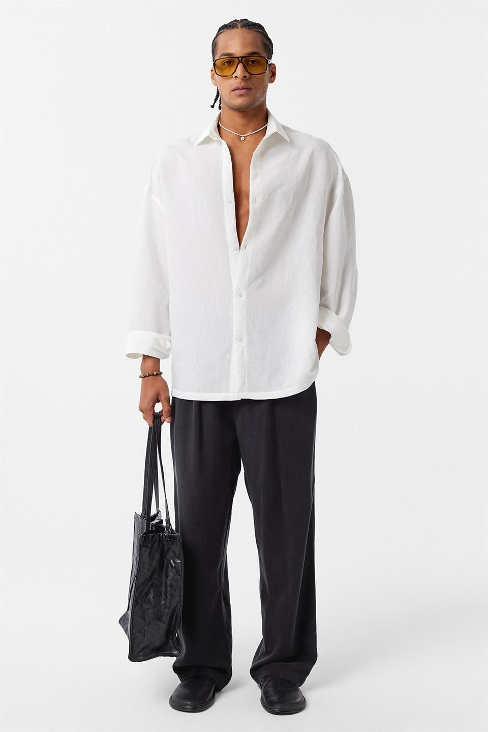 Basic Oversized Long-Sleeve Shirt