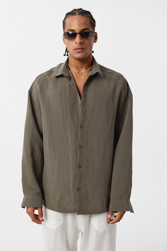 Basic Oversized Long-Sleeve Shirt