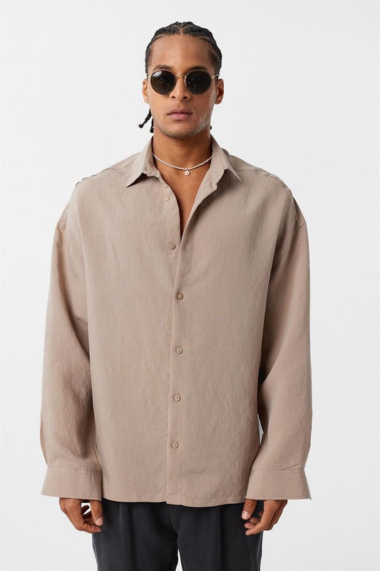 Basic Oversized Long-Sleeve Shirt