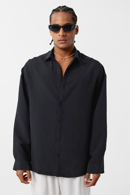 Basic Oversized Long-Sleeve Shirt