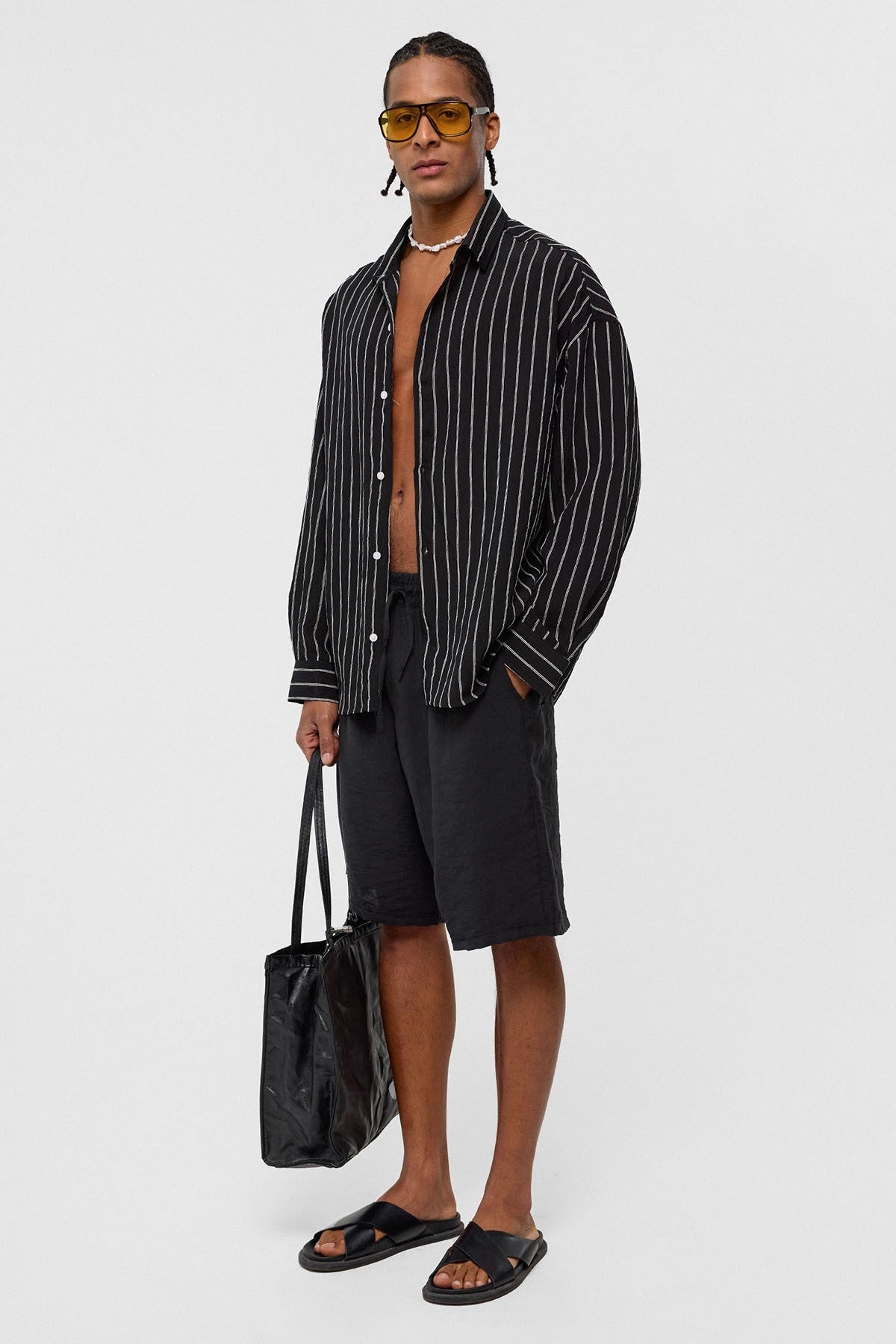 Oversized Striped Long-Sleeve Shirt