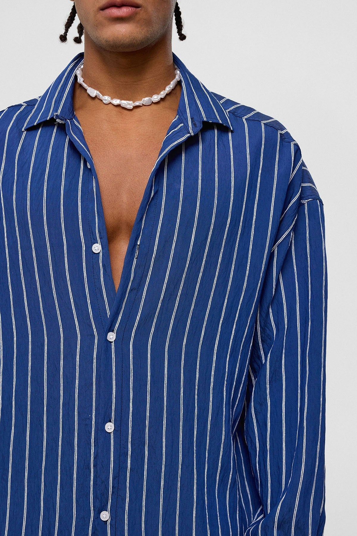 Oversized Striped Long-Sleeve Shirt