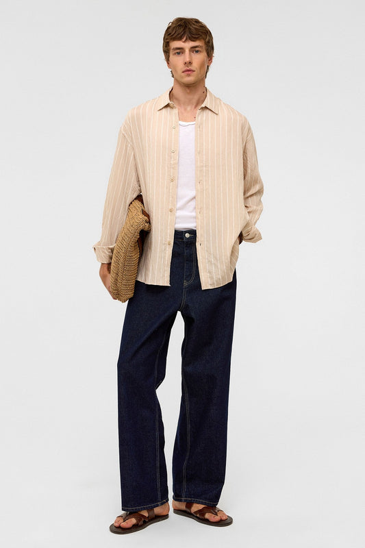 Oversized Striped Long-Sleeve Shirt
