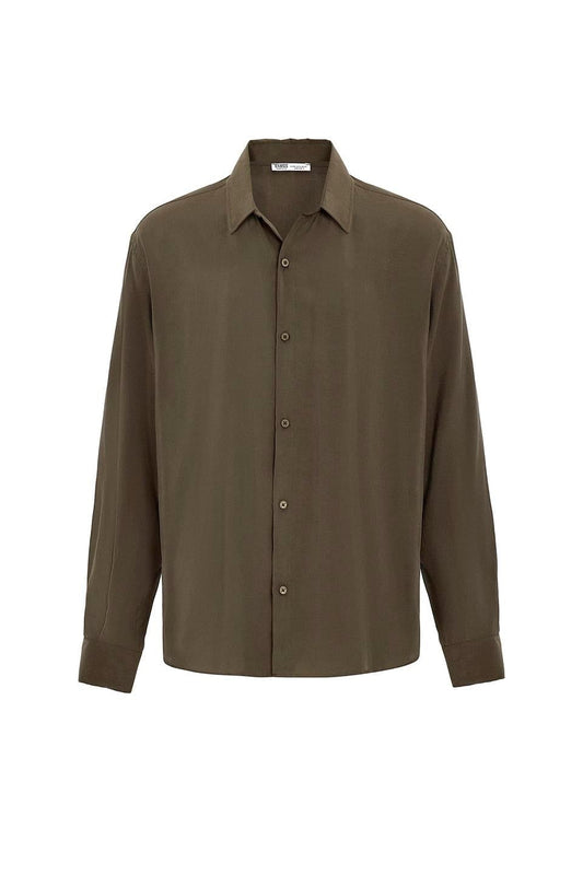 Basic Oversized Long-Sleeve Modal-Blend Shirt
