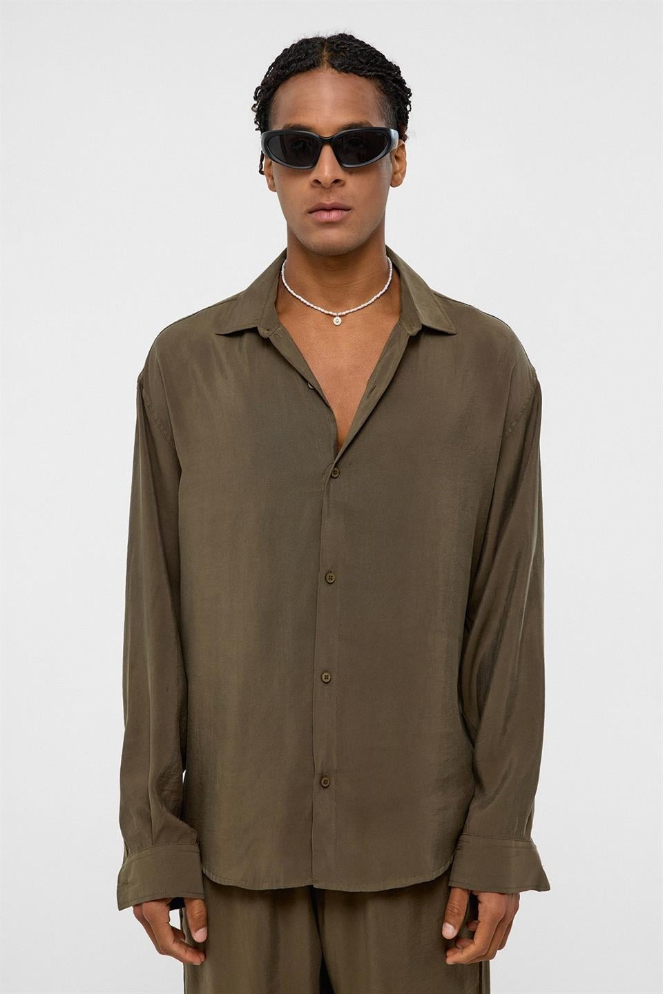 Basic Oversized Long-Sleeve Modal-Blend Shirt