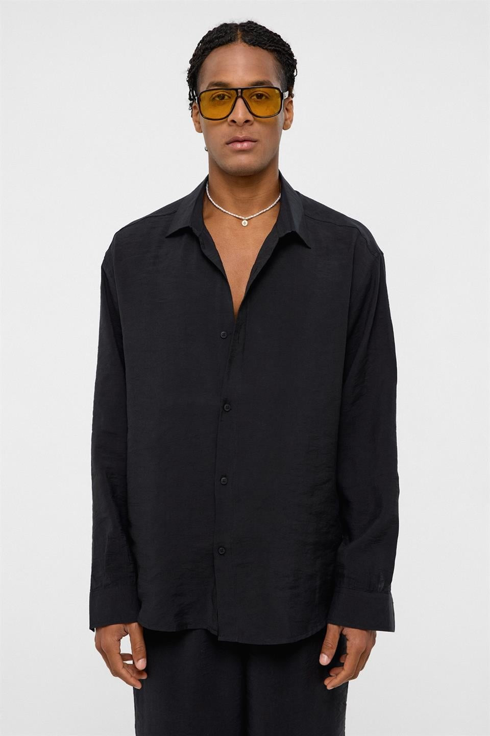Basic Oversized Long-Sleeve Modal-Blend Shirt