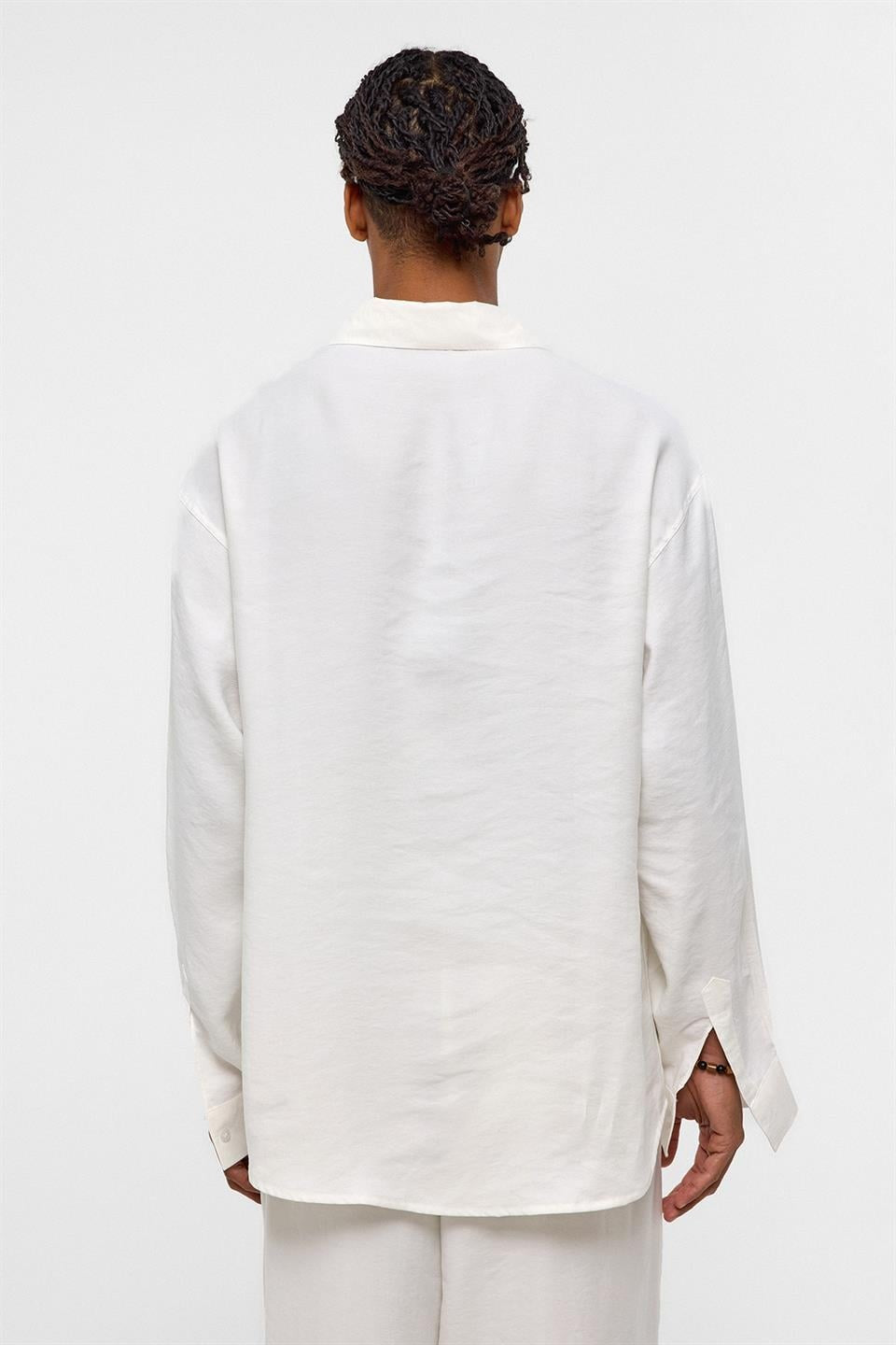 Basic Oversized Long-Sleeve Modal-Blend Shirt