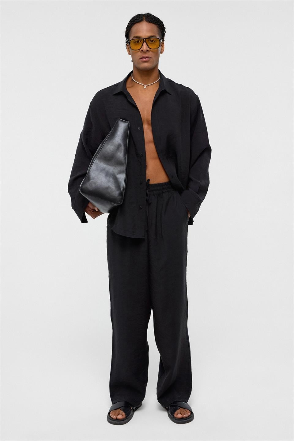 Basic Oversized Long-Sleeve Modal-Blend Shirt