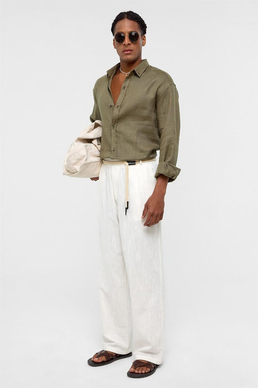 100% Linen Oversized Long-Sleeve Shirt
