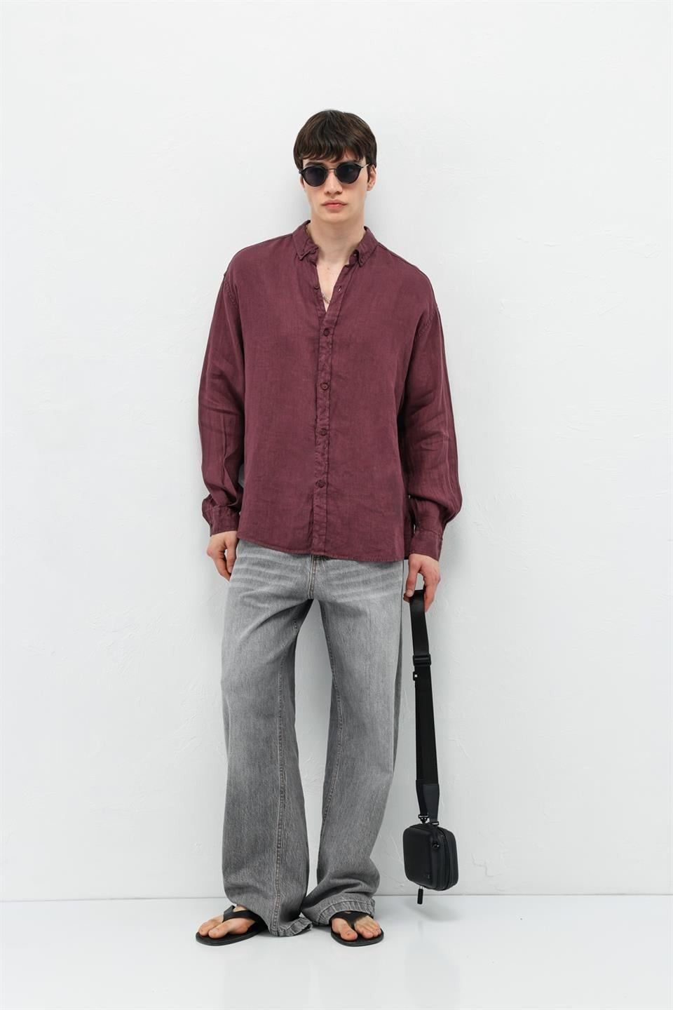 100% Linen Oversized Long-Sleeve Shirt