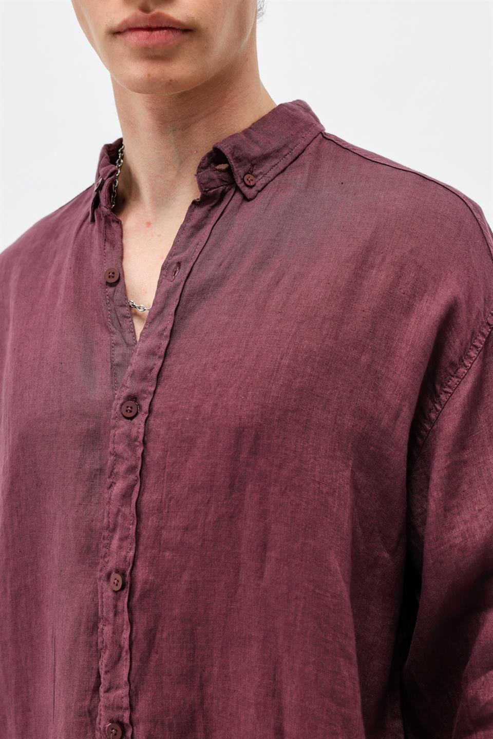 100% Linen Oversized Long-Sleeve Shirt