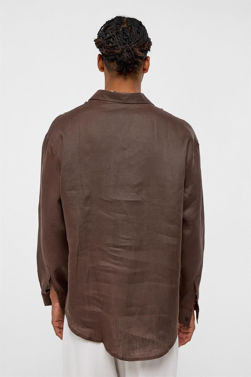 100% Linen Oversized Long-Sleeve Shirt