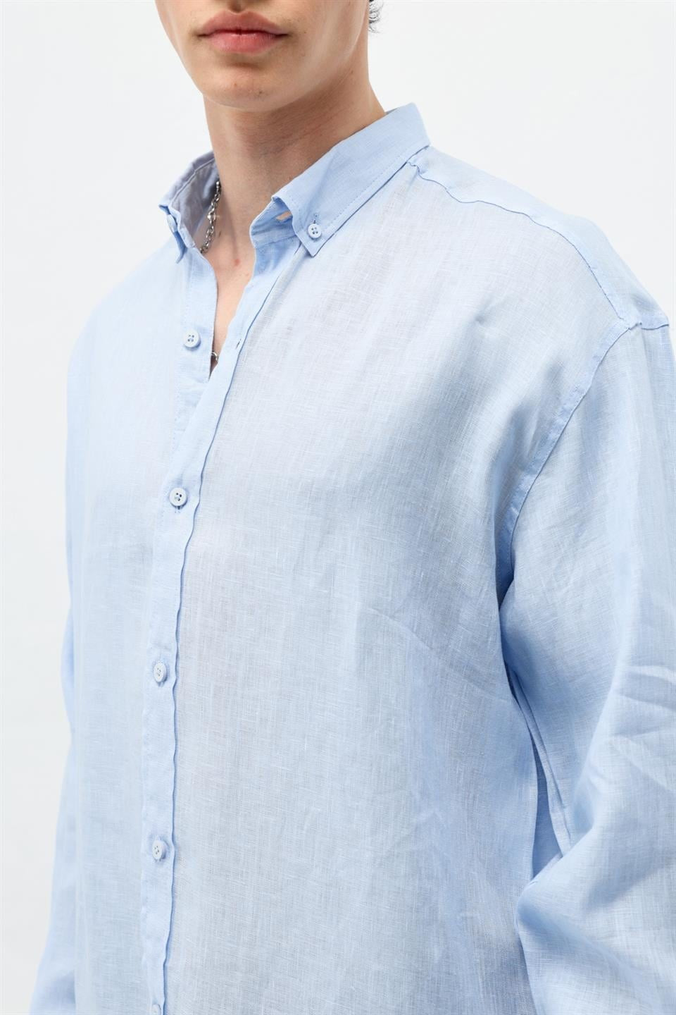 100% Linen Oversized Long-Sleeve Shirt