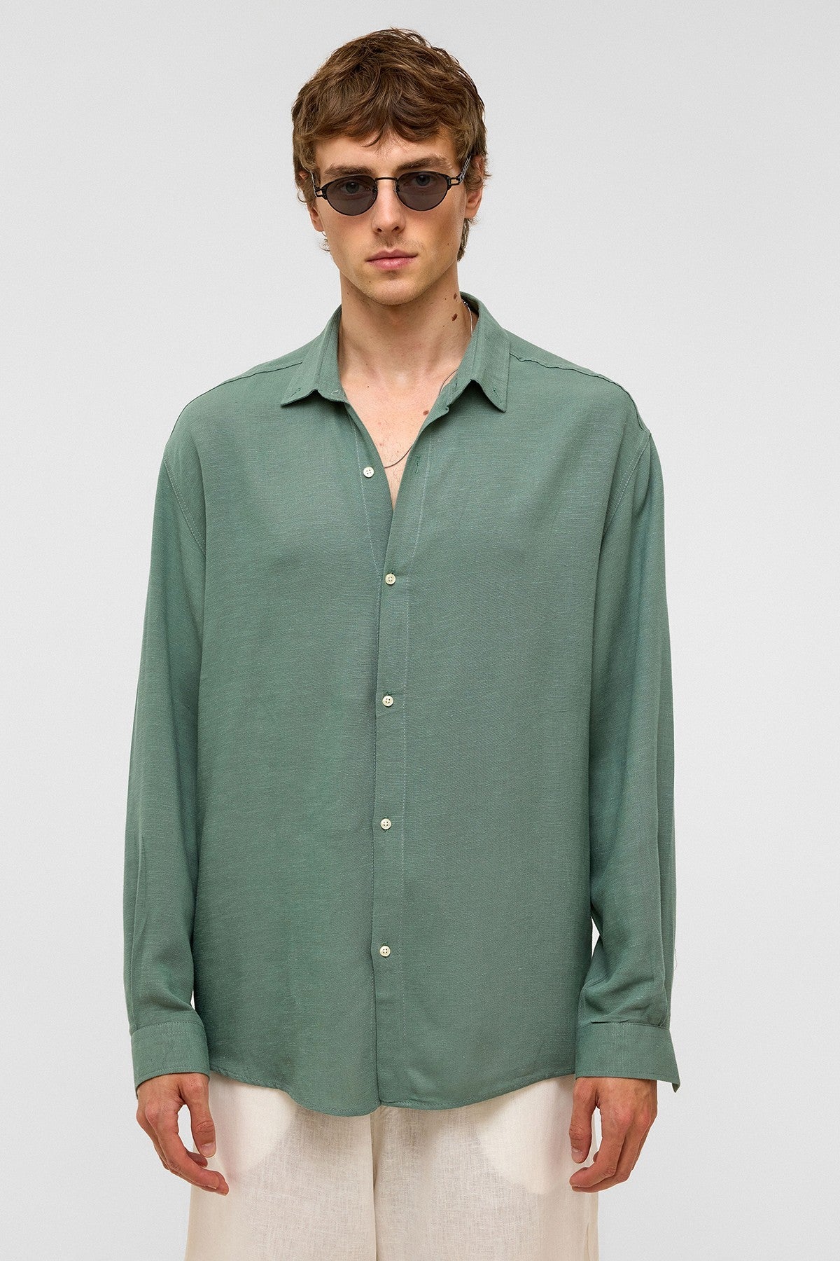 Oversized Long-Sleeved Linen Shirt