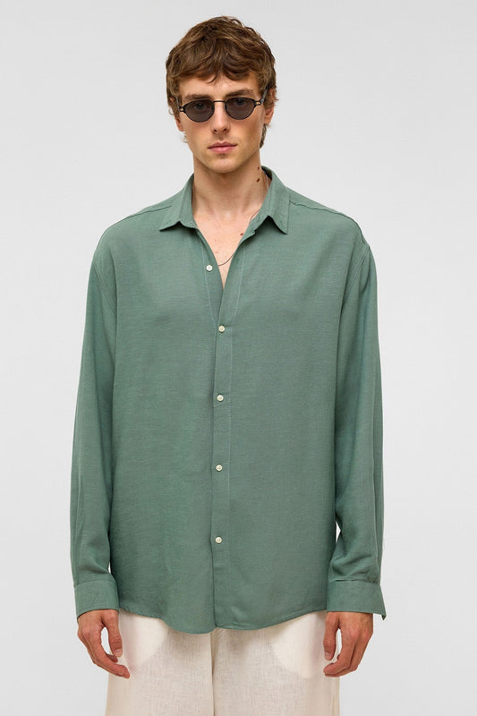 Oversized Long-Sleeved Linen Shirt