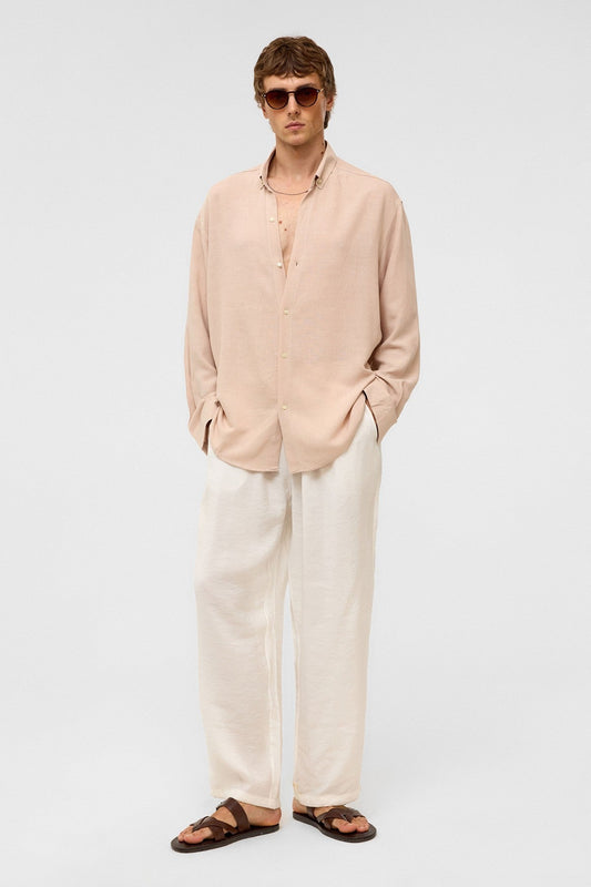Oversized Long-Sleeved Linen Shirt