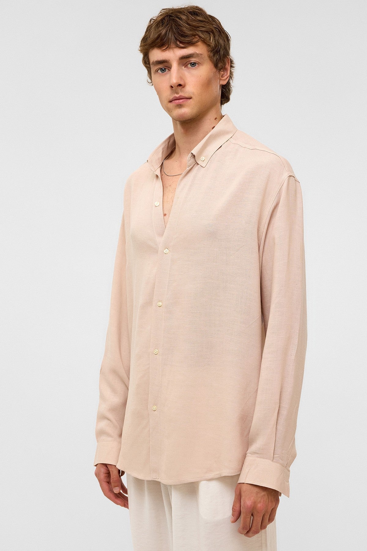 Oversized Long-Sleeved Linen Shirt