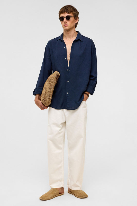 Oversized Long-Sleeved Linen Shirt