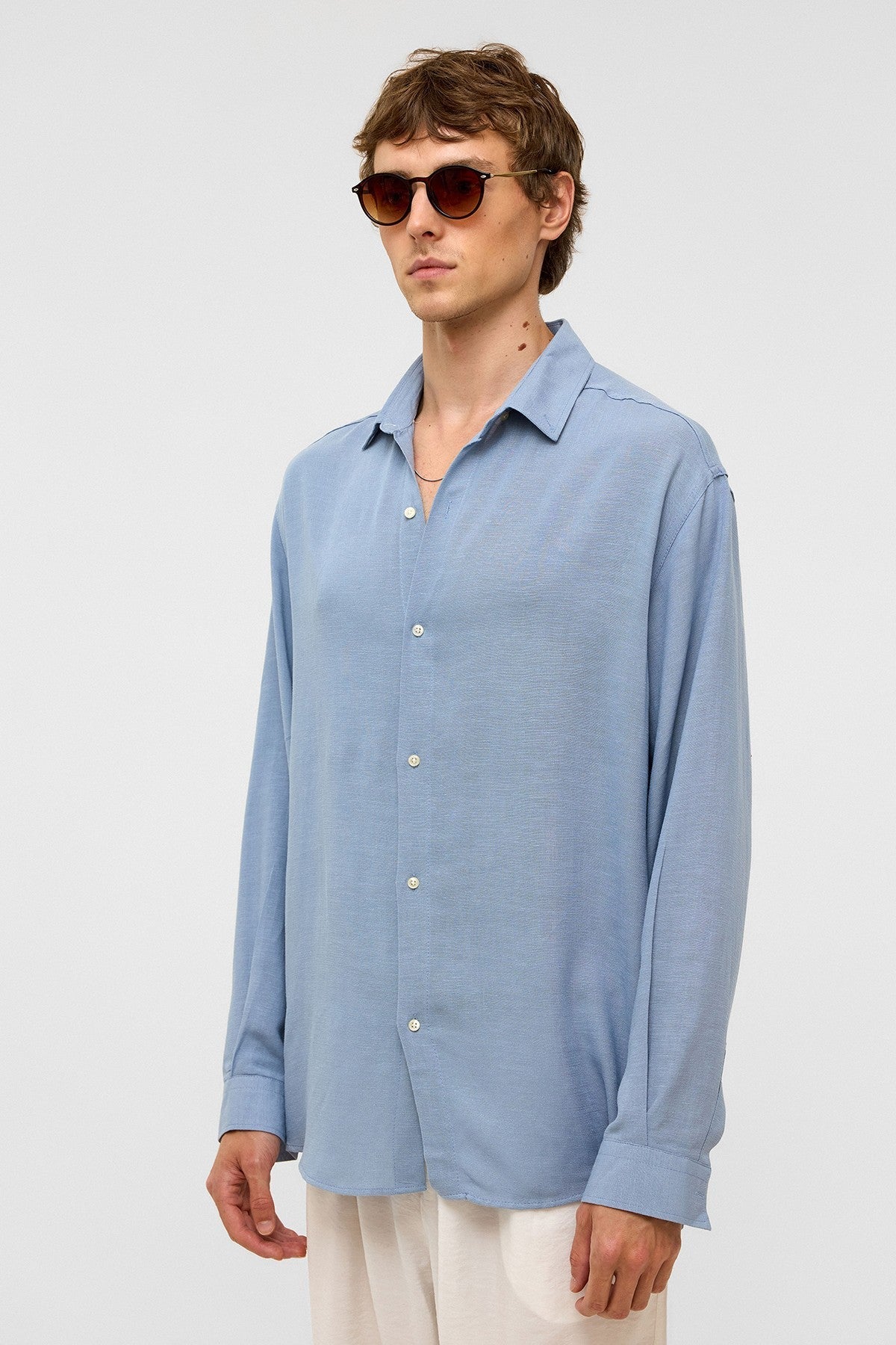 Oversized Long-Sleeved Linen Shirt