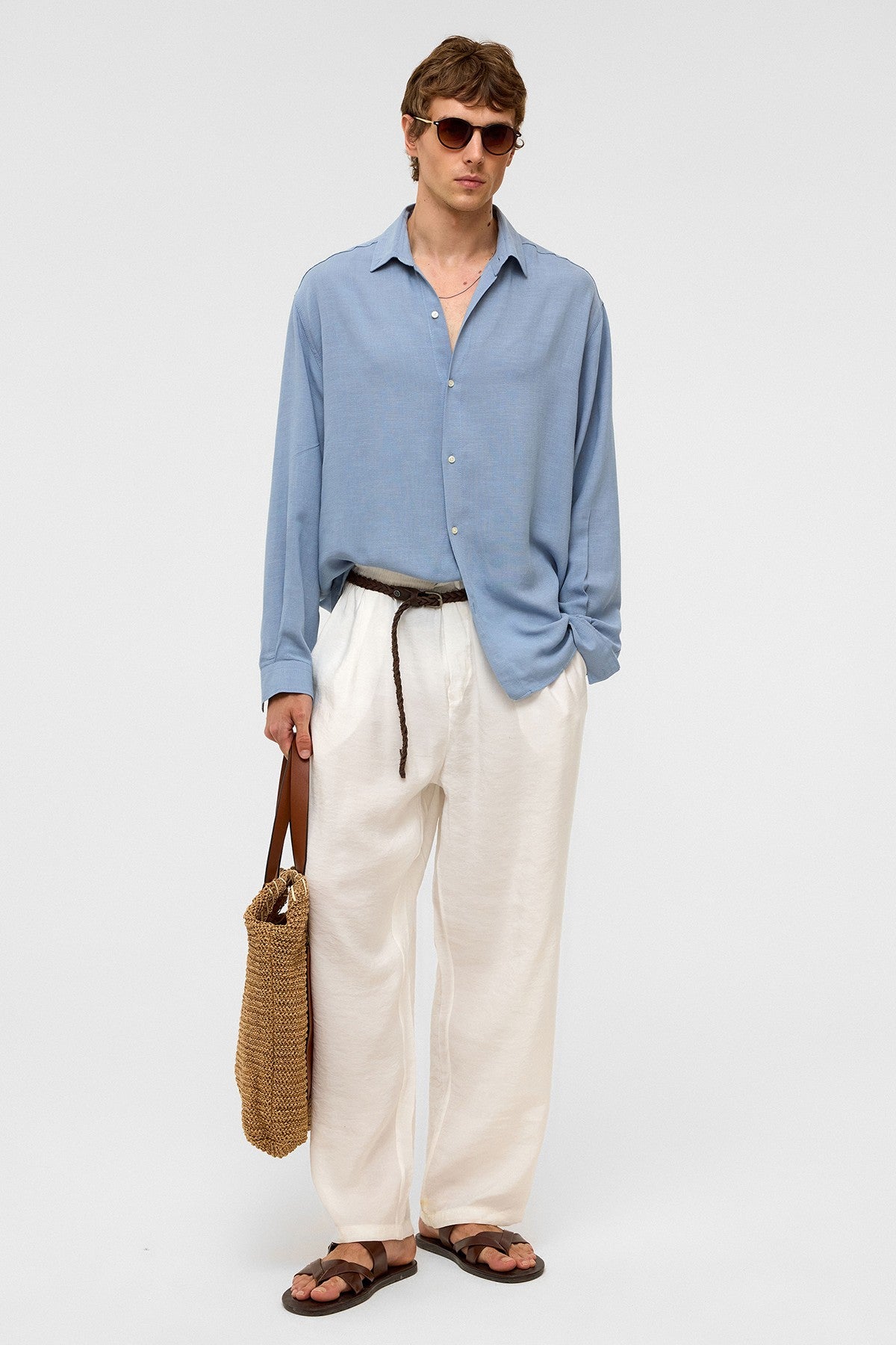 Oversized Long-Sleeved Linen Shirt