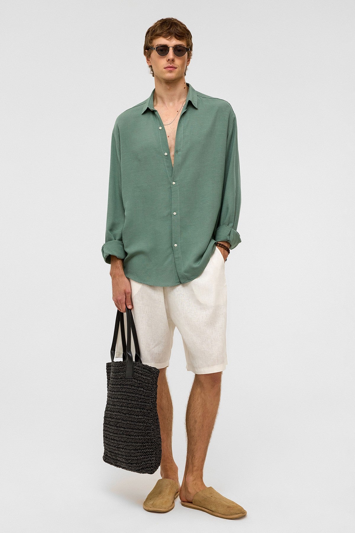 Oversized Long-Sleeved Linen Shirt