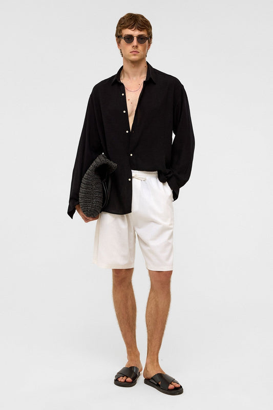 Oversized Long-Sleeved Linen Shirt