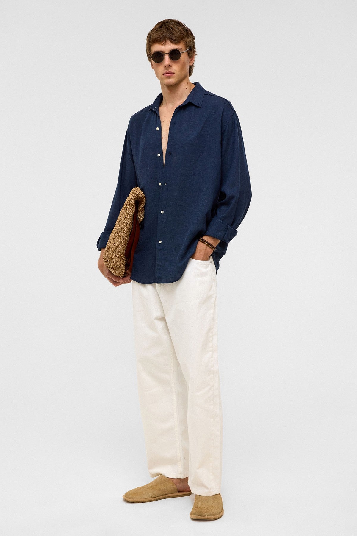 Oversized Long-Sleeved Linen Shirt