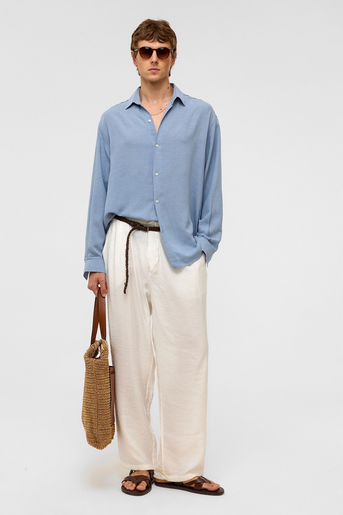 Oversized Long-Sleeved Linen Shirt