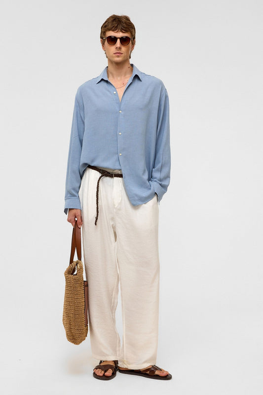 Oversized Long-Sleeved Linen Shirt