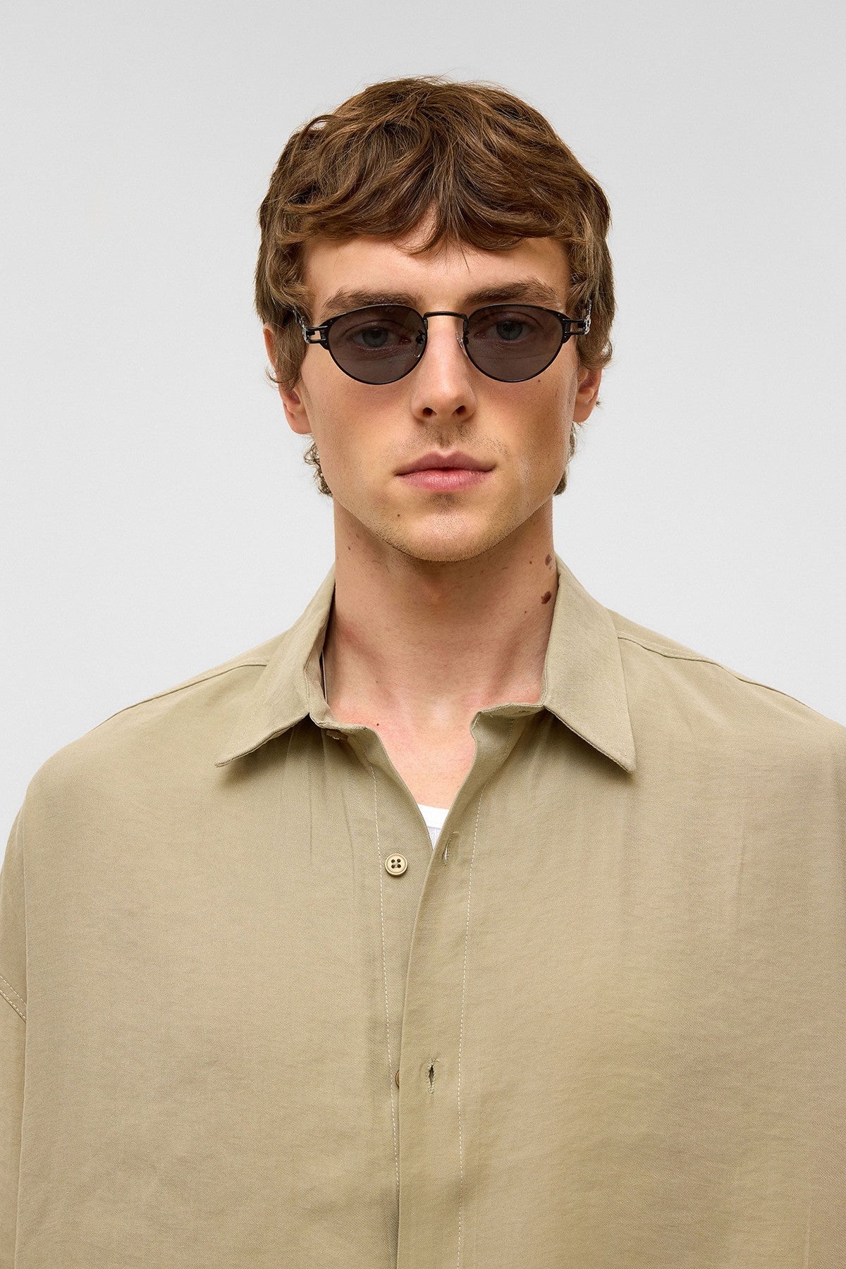 Basic Oversized Short-Sleeve Modal Shirt